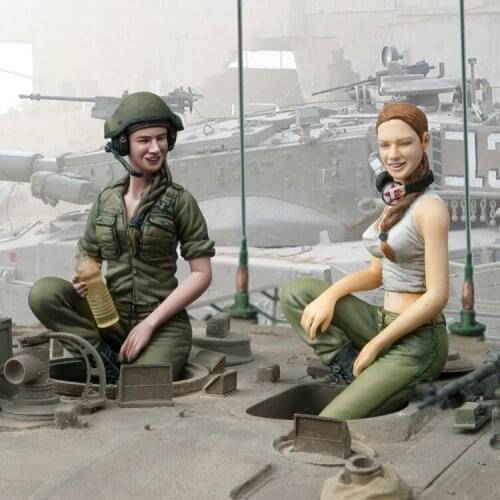 1/16 Scale Modern Israel Tank Crew Female Soldier 2 people Unpainted Resin Model Kit Miniatures Figure Free Shipping