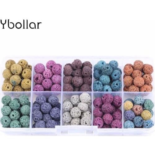 1 box 180pcs 8mm Colorful Artificial Lava Stone Round Beads for Essential Oil Diffuser Locket Necklace/Bracelet Jewelry Making