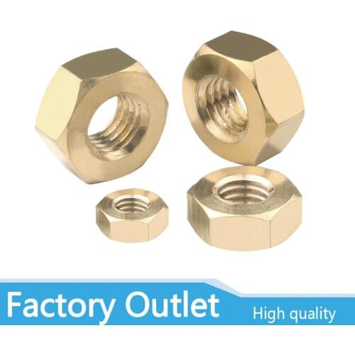 10/200pc DIN934 Solid Brass Copper Hex Hexagon Nut for M1 M1.2 M1.4 M1.6 M2 M2.5 M3 M4 M5 M6 M8 M10 M12 Screw Bolt Metric Thread
