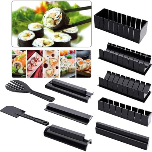 10 Pcs Sushi Maker Set Equipment Kit Japanese Rice Ball Cake Roll Mold Sushi Multifunctional Mould Making Sushi Tools