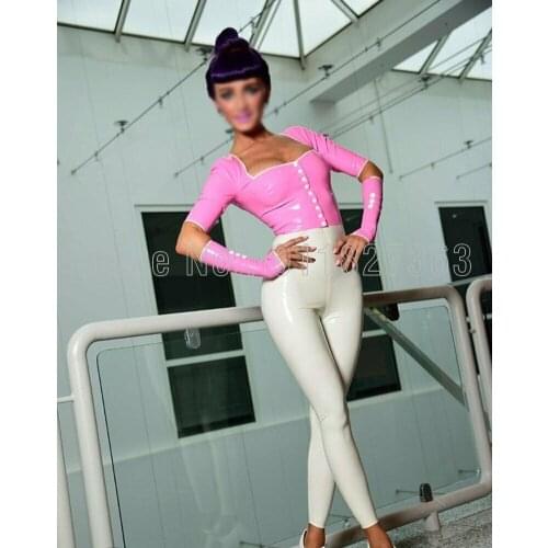 100% Latex Legging Rubber Latex Catsuit Rubber Gummi Sexy Slim Mid Waist White Cool Pants no Zipper Customized (Pants Only)