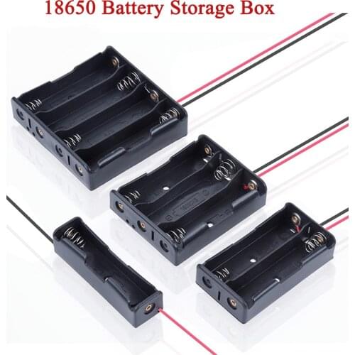 18650 Battery Storage Box DIY Batteries Clip Holder Container With Wire Lead Pin 1x 2x 3x 4x Power Battery Storage Case