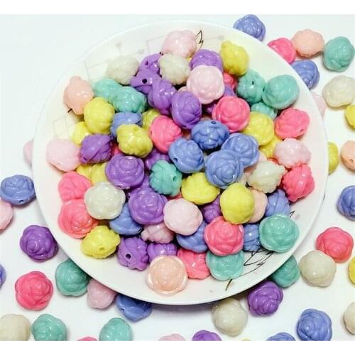 20pcs 14mm Acrylic Flower Beads With Hole Rainbow AB Spring Color Beads For Jewelry Making DIY Necklace Findings Accessories