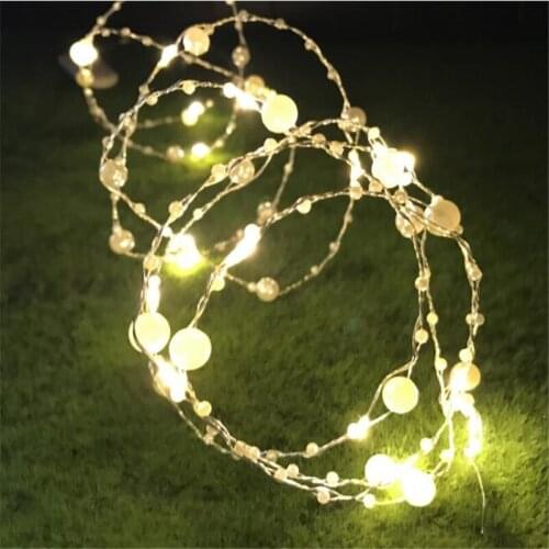 20pcs Handmade LED copper wire pearl Fairy Garland Light String guesthouse wedding party festival Christmas bedroom Table decor