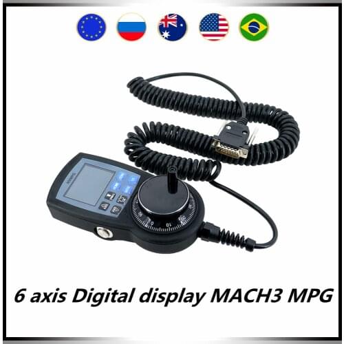 6 axis Digital display MACH3 MPG Electronic handwheel Pulse transceiver for CNC router