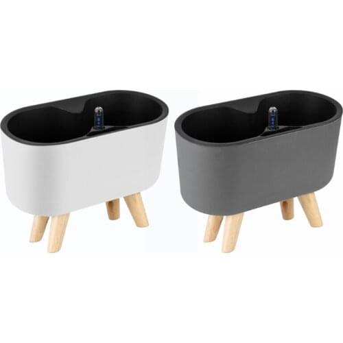 Automatic Self-Watering Plastic Plant Pot with Water Level Indicator Floor Table Flowerpot Planter with Wooden Bracket