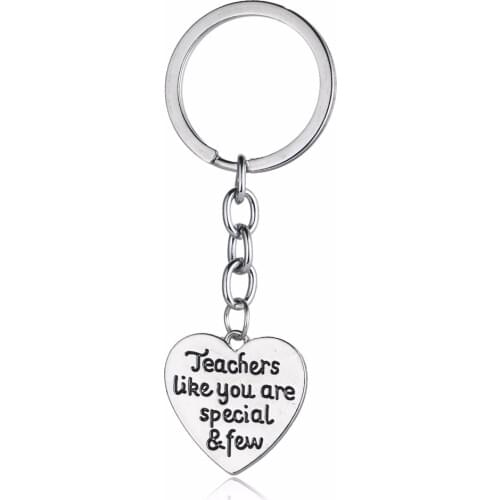 Bespmosp 12PC/Lot Engraved"Teachers Like You Are Special&Few"Heart Pendant Keychain Keyring Thanksgiving Jewelry Teachers Day