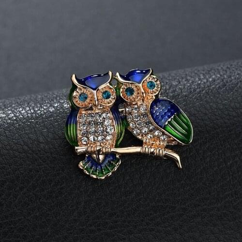 YADA Blue Enamel pins Rhinestone Owl Pins&Brooches for Womens Mens Clothes Scarf buckle collar jewelry pins Brooches BH200003