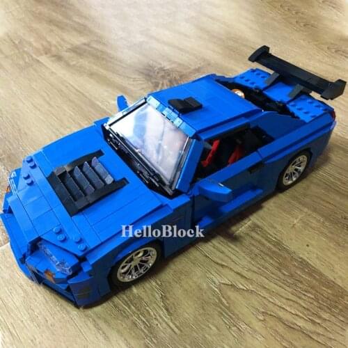 BuildMoc NissanSkyline GTR R34 Car building blocks Machine Racer Vehicles Supercar Bricks Children Toys Birthday Gifts Moc-29377