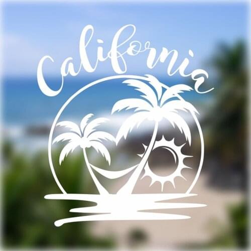 Black/Sliver CALIFORNIA BEACH SUNSET Car Sticker Small/Big Size Removable Waterproof Window Body Decal CL858