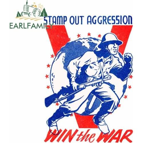 EARLFAMILY 13cm x 9.4cm for Win The War Vinyl Car Stickers Personality Waterproof Scratch-proof Window Trunk Decal Decoration