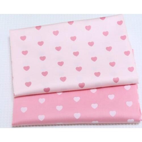 160x50cm Pink Heart Peach Printed Cotton Twill Fabric, Making Quilt Cover Bed Sheet Baby Pajamas Dress Handmade Shell Cloth