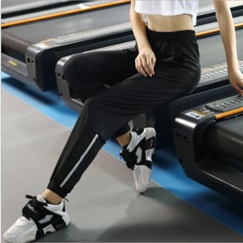 KEENEST Female Loose Movement Yoga Trousers Fitness Pants Outdoor Quick Drying Reflective Night Running Yoga Pants