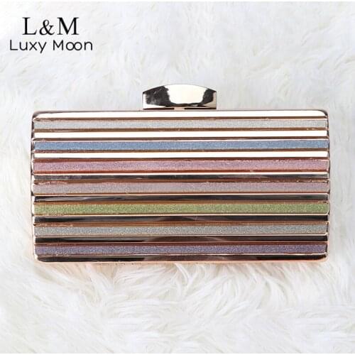 Clutch Evening Bag For Women Summer Luxury Design Handbag Female Wedding Small Chain Purse Striped Acrylic Party Bolsos X336H