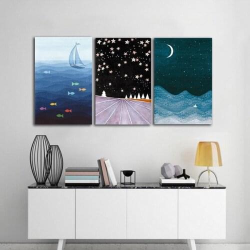 Minimalist Nordic Poster Marine Highway Star Canvas Painting Unframed Modular Wall Art Pictures for Childrens Room Decoration