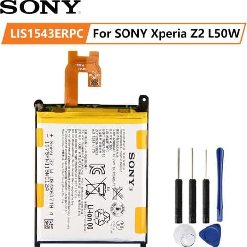 Original SONY Battery For SONY Xperia Z2 L50w Sirius SO-03 D6503 D6502 LIS1543ERPC 3200mAh Authentic Phone Replacement Battery