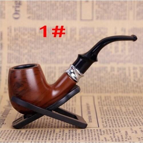 Durable Classic Wooden Smooth Standard chimney Smoking Tobacco Pipe Bent Type with gift packaging