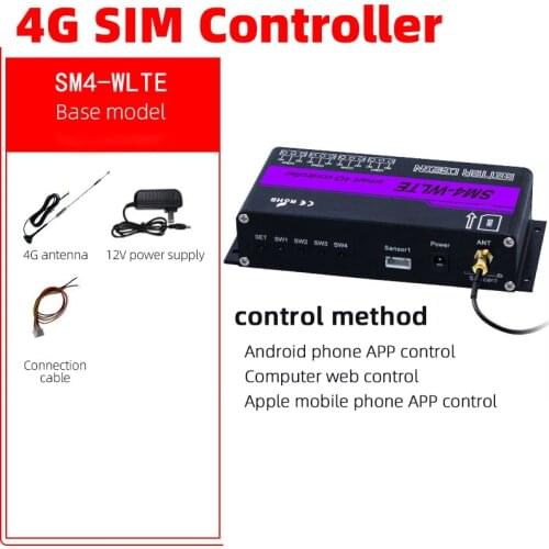 SM4 4G Gate Relay Switch Remote Control Wireless Door Access Opener with 4G Antenna Remote control of temperature and humidity