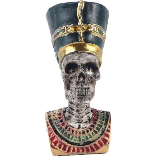 Retro Egyptian King TUT Pharaoh Queen Head Portrait Figurine Resin Arts Crafts Egypt Home Decoration Miniature Ornaments