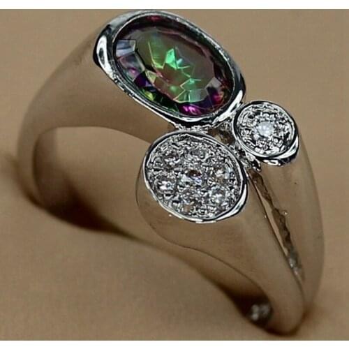 SHUNXUNZE Punk luxury big Engagement Wedding rings for women dropshipping Rainbow Cubic Zirconia Rhodium Plated R3279 size 6 7 8