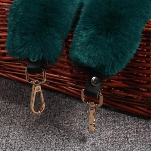 120cm Replacement Bag Strap Faux Fur Straps Handle For Purse Belts Bag Accessories Golden Buckle A119