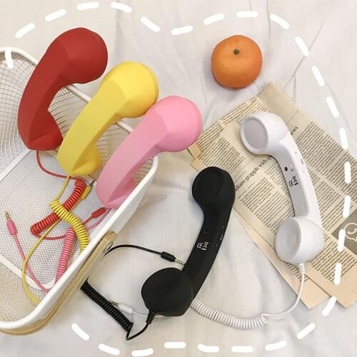 Cell Phone Handset, Retro Telephone Handset Adjustable Volume Receivers MIC Microphone 3.5MM for Mobile Phones, Computer