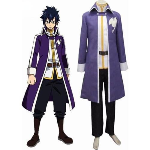 High Quality Purple Anime Fairy Tail Gray Fullbuster Team Brand Cosplay Costumes
