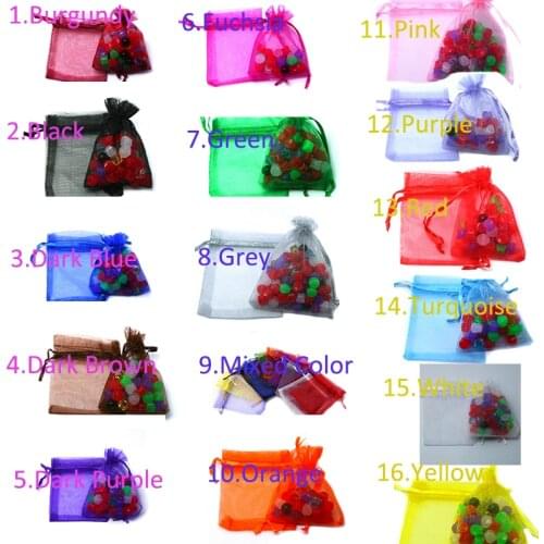 100pcs /bag Selection 16 Colors Jewelry Bag 7x9cm Organza bag Jewelry Packaging Display & Jewelry Pouches