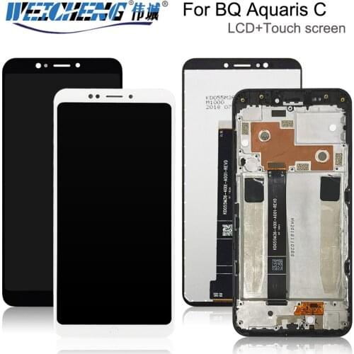 5.45" LCD For BQ Aquaris C LCD Display Touch Screen Digitizer Assembly Replacement Parts For BQ C LCD Screen Sensor with Frame