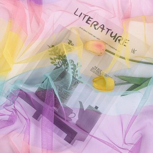 1.5m Rainbow Gradient Tulle INS Photography Gauze Studio Photo Background Prop for Ring Earrings Bracelet Cosmetic Still Life Sh
