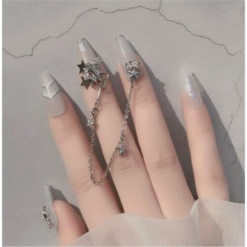 1Pieces Of Nail Art Accessories Bow Jewelry New Silver Zircon Diamond Nail Decoration Chain Charm Nail Decoration