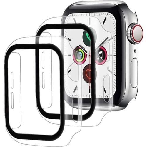 2 Pcs Case with Screen Protector for Apple Watch SE 6 40mm 44mm Full Coverage Anti-Scratch Screen Protector Cover for iWatch 5 4