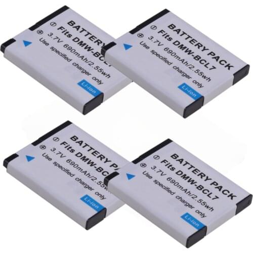 4pcs DMW-BCL7 Battery for Panasonic Lumix DMW BCL7 BCL7E BCL7PP, DMC-F5 FH10 FS50 SZ10 SZ9 SZ8 SZ3 XS3 XS1 Battery
