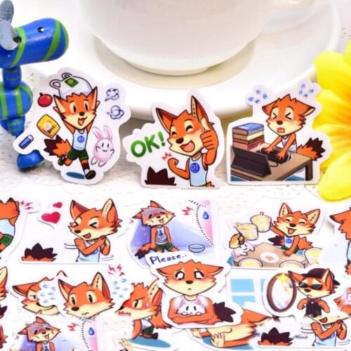 40pcs korean Cute Animal foxs stickers for Car Styling pegatinas moto Phone book Travel Luggage toy Funny Sticker Bomb Decals