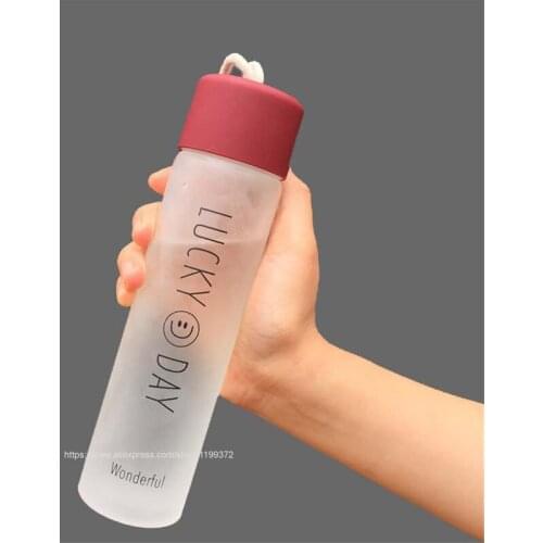 50pcs Frosted Glass Transparent Water Bottle Bottles Drink Cup With Lid Tumbler Tea Mug Outdoor Sport Portable Glasses Children