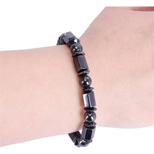Weight Loss Bracelet 50mm Six-Side Black Stone Magnetic Therapy Bracelet Health Care Bracelets Bangles
