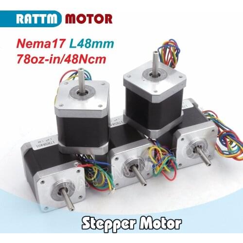 RUS /EU Delivery! 5Pcs Nema17 L48mm Stepper Motor 78Oz-in/1.8A Stepping Motor for CNC Router Milling Machine Engraver 3D Print