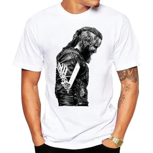 T-shirts king Ragnar Lothbrok Vikings man organic short sleeve T-shirts warm round neck man T-shirt design
