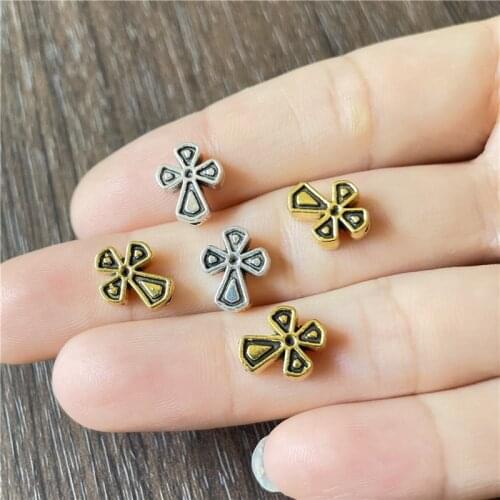 JunKang 10pcs Charm cross shape beads connection jewelry making DIY handmade bracelet necklace accessories