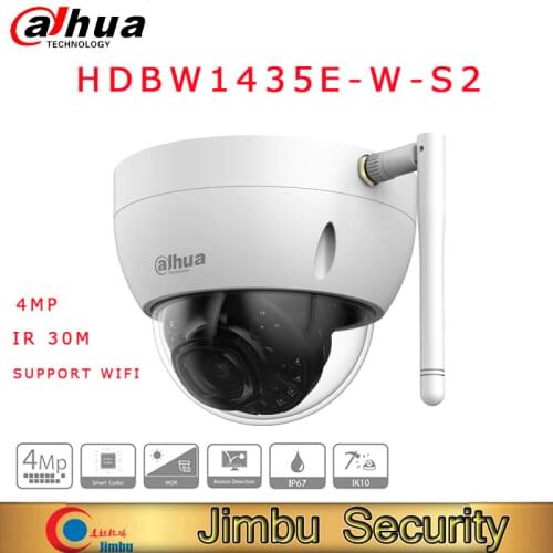 Dahua original HDBW1435E-W-S2 4MP IR Dome WI-FI Camera IK10 protection Supports Wi-Fi cctv camera security system surveillance