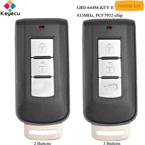 KEYECU Smart Remote Car Key - 2 3 Buttons 433MHz PCF7952 Chip - FOB for Mitsubishi Lancer Outlander Sport RVR ASX G8D-644M-KEY-E