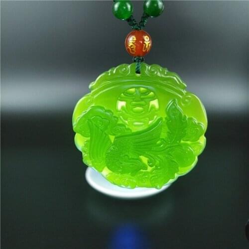 Chinese Green Jade Dragon Phoenix Couple Pendant Beads Necklace Charm Jewellery Fashion Accessories Hand-Carved Lucky Amulet Hot