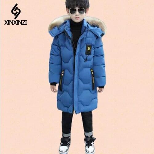 Kids Childrens Winter Jackets Boys Long Jacket For Boy Clothes Faux Fur Collar Coat Snowsuit Outerwear Coat Parka Snow Wear