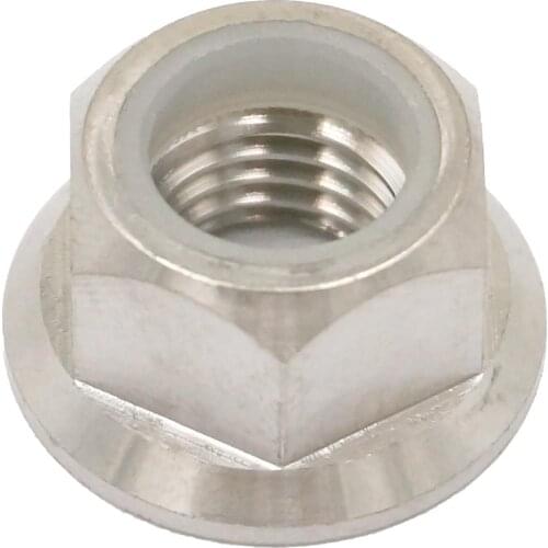 LOT 2 M10x1.25mm GR5 Titanium Hex Screw Nylon Lock Nuts With Flange For Bicycle