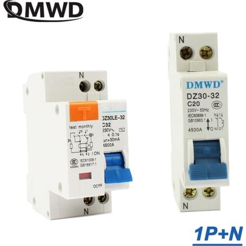 Mini Circuit breaker DPN DZ30-32 DZ30LE-32 1P+N 10A 16A 20A 25A 32A 220V 230V 50HZ 60HZ Breaker DIN RAIL RCB RCCB