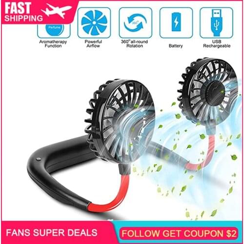 Newest Mini USB Portable Fan Hands-free Neck Fan Rechargeable Battery Small Portable Sports Fan Desk Hand Air Conditioner cooler