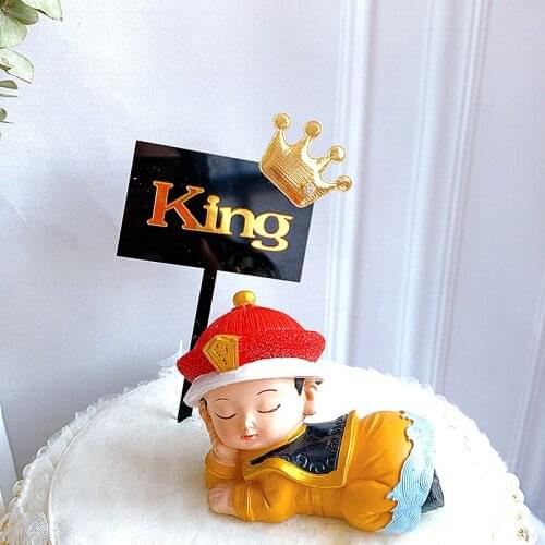 Cartoon Girl Boy Birthday Cake Topper For Kids Birthday Party Cake Decorations Baby Shower King Queen Happy Birthday Cake Topper