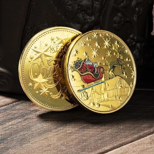 New Colour Christmas Santa Claus Commemorative Coin gold silver Souvenir Collectible Art High Quality