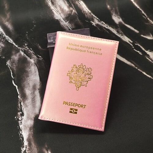 New French Passport Cover Women Pink Travel Wallet France Passport Holder Document Organizer Pu Leather Case for Passports