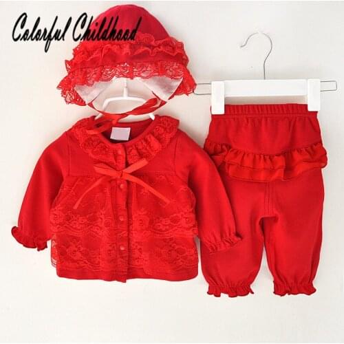 Girls autumn clothes cozy cotton long sleeve lace shirt+pants suit toddler baby clothing set children outfits 0-12m